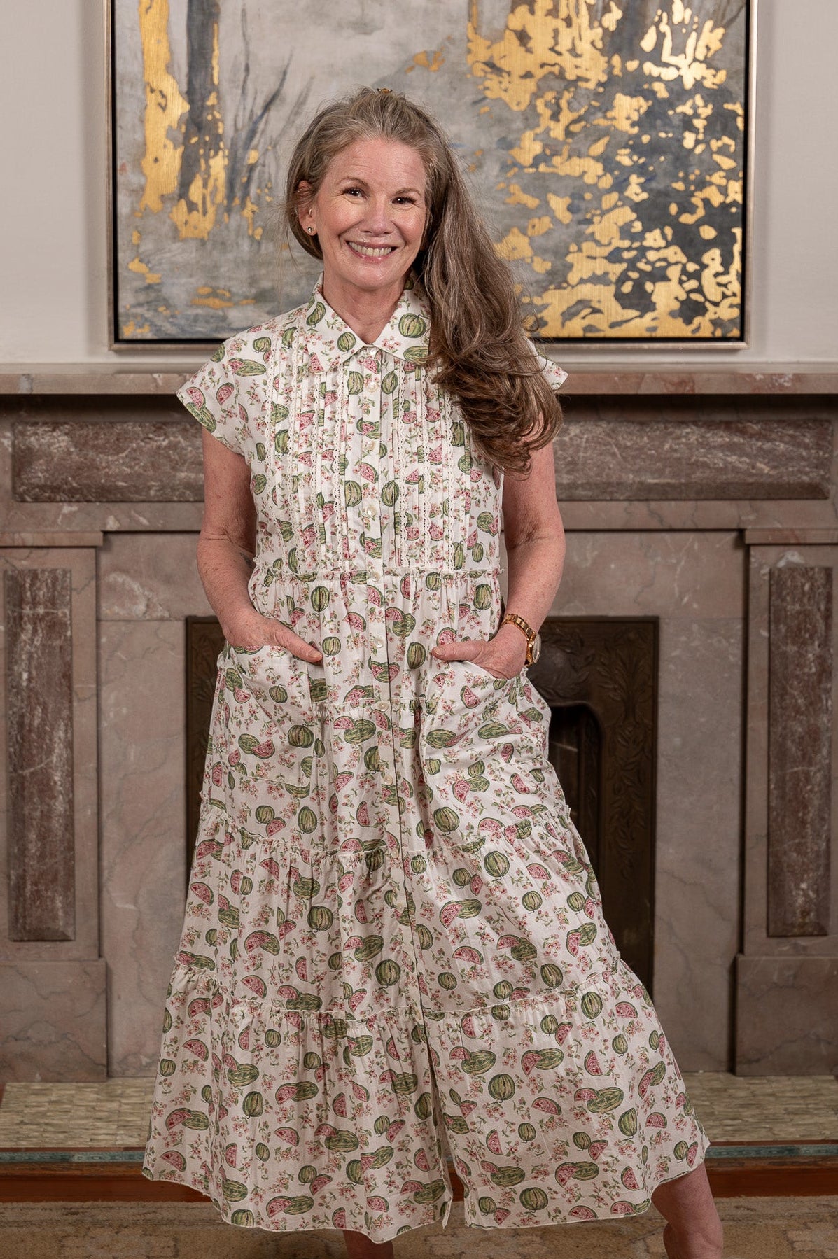 April Cornell Sweet Watermelon Dress for Women, L April Cornell Sweet Watermelon Dress for Women, L