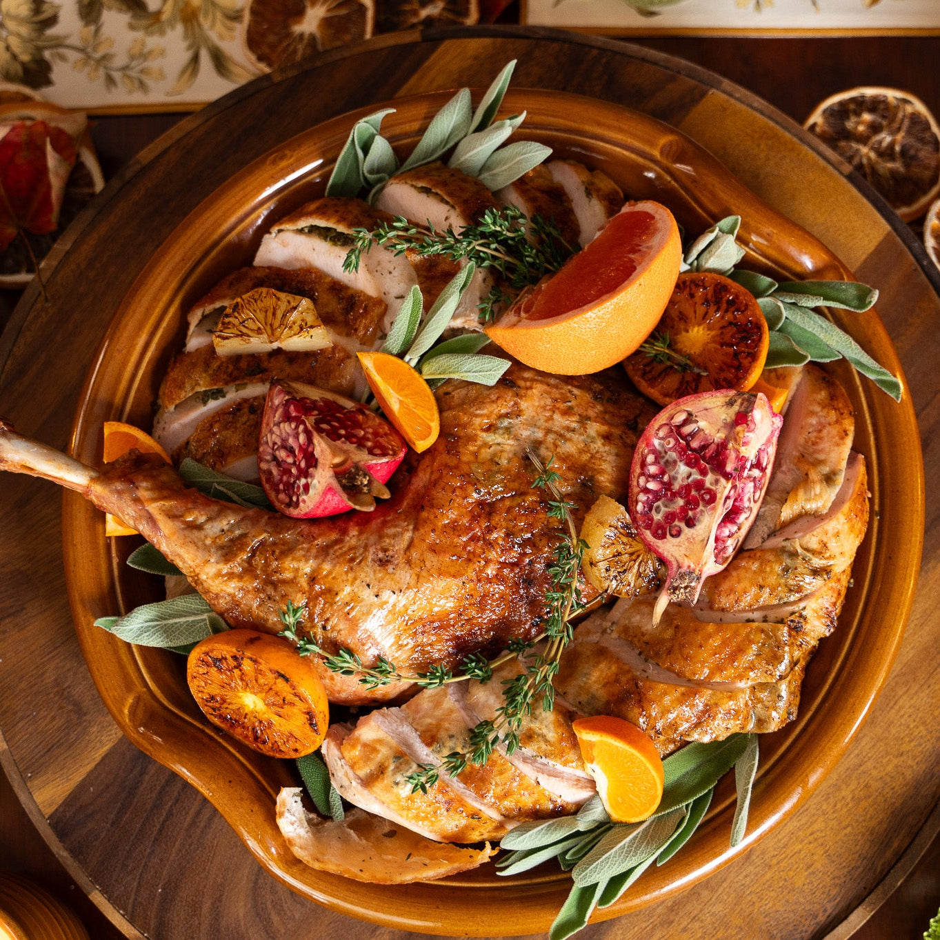 Cinnamon Glaze Ceramic Handled Serving Platter