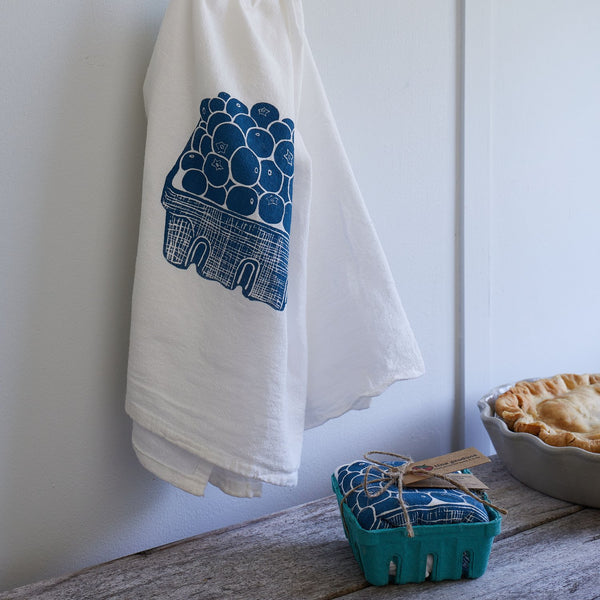 Blueberry Print Hand Towel - Kitchen Towel - Bathroom Hand Towel - Cotton  Terry Cloth - 15x25