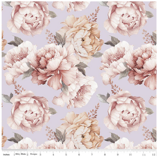 Daybreak on the Prairie 107/108" Wide Back Peonies Purple