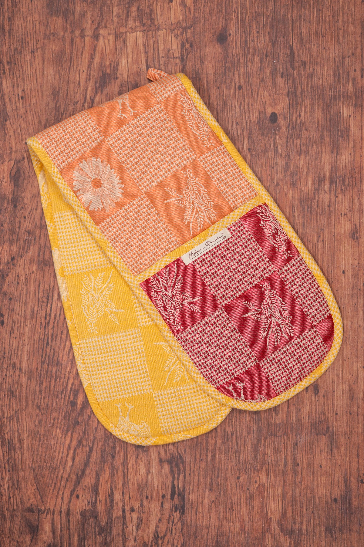 Prairie Kitchen Jacquard Double Pot Mitt in Warm