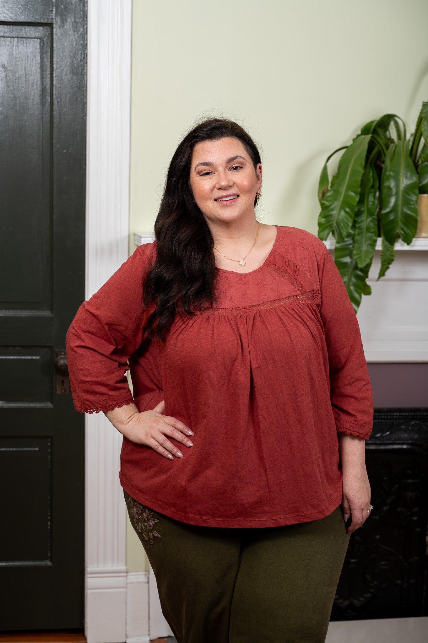 The Whisper Lace Tee in Rose