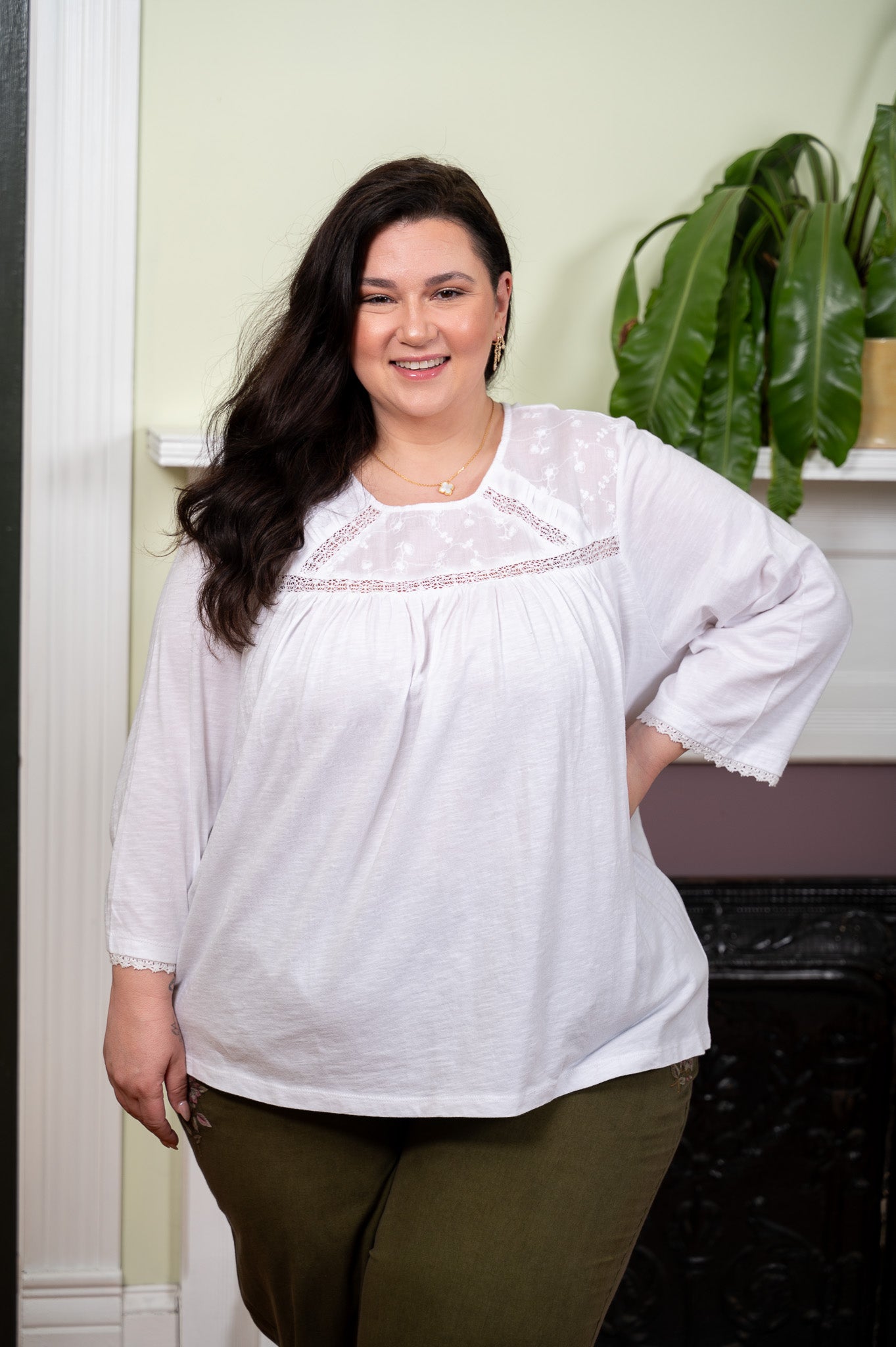 The Whisper Lace Tee in White