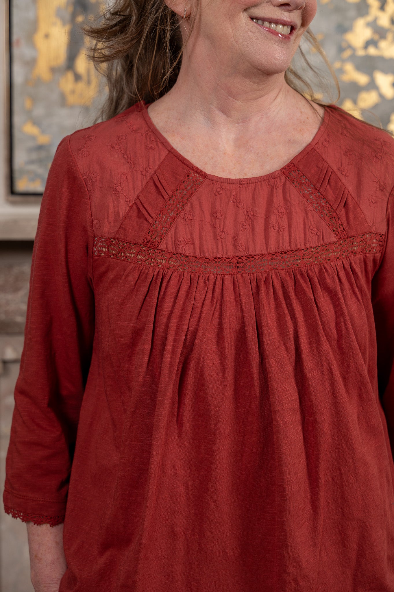 The Whisper Lace Tee in Rose