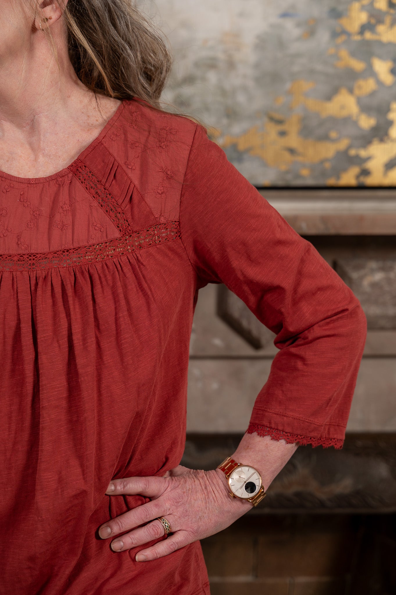 The Whisper Lace Tee in Rose