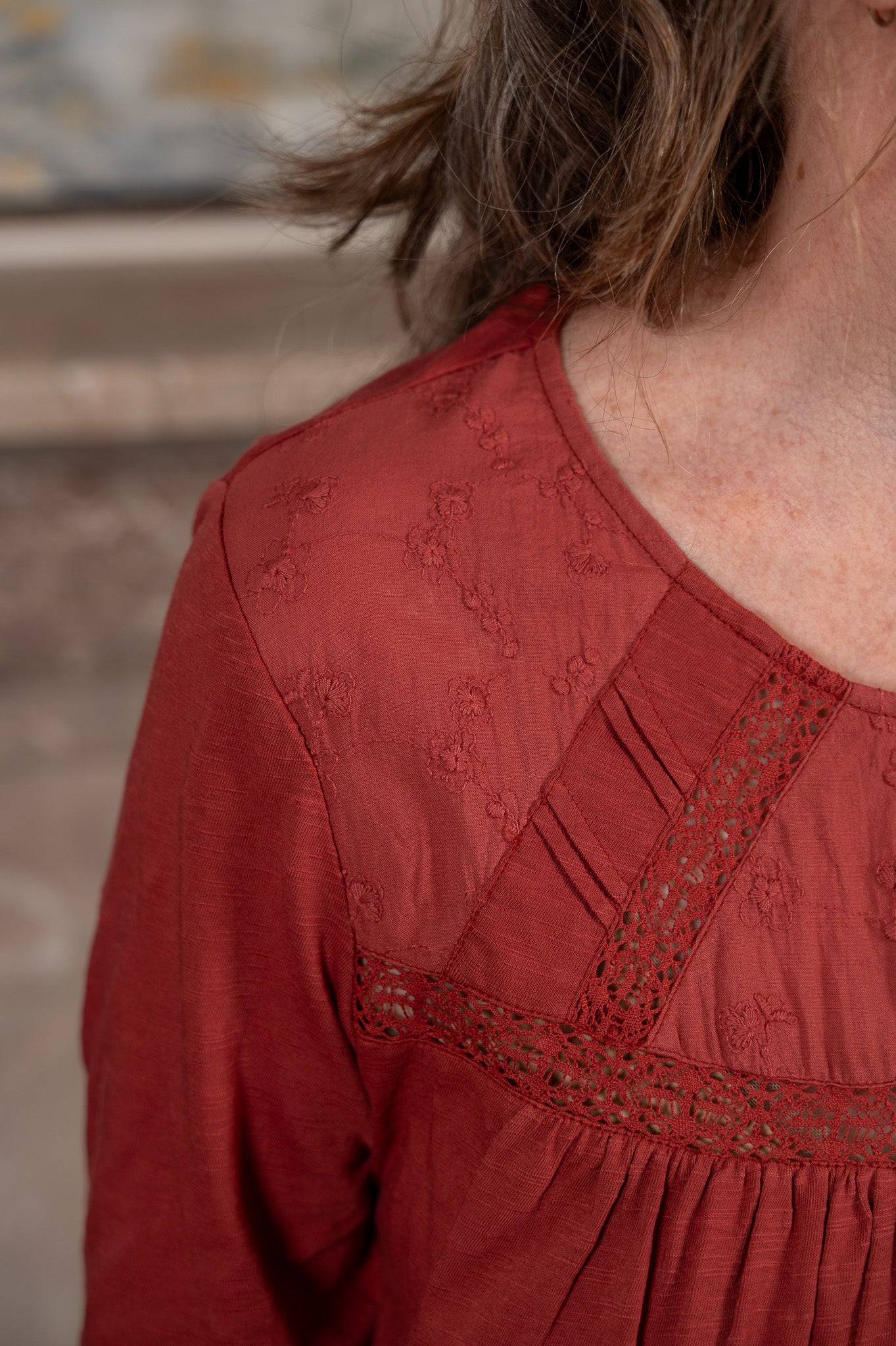 The Whisper Lace Tee in Rose