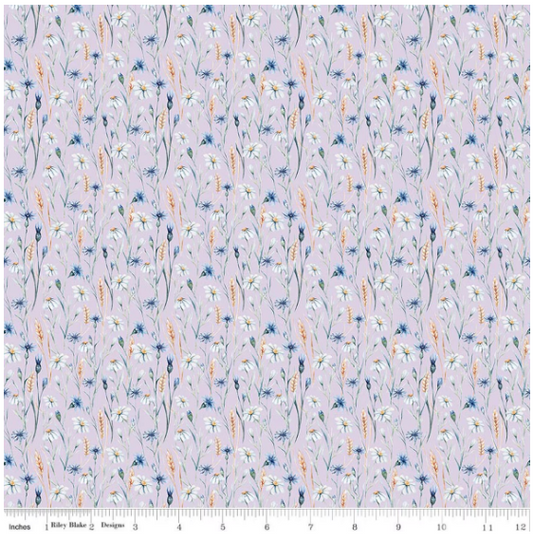 Daybreak on the Prairie Wildflowers Purple, Fabric by the Yard