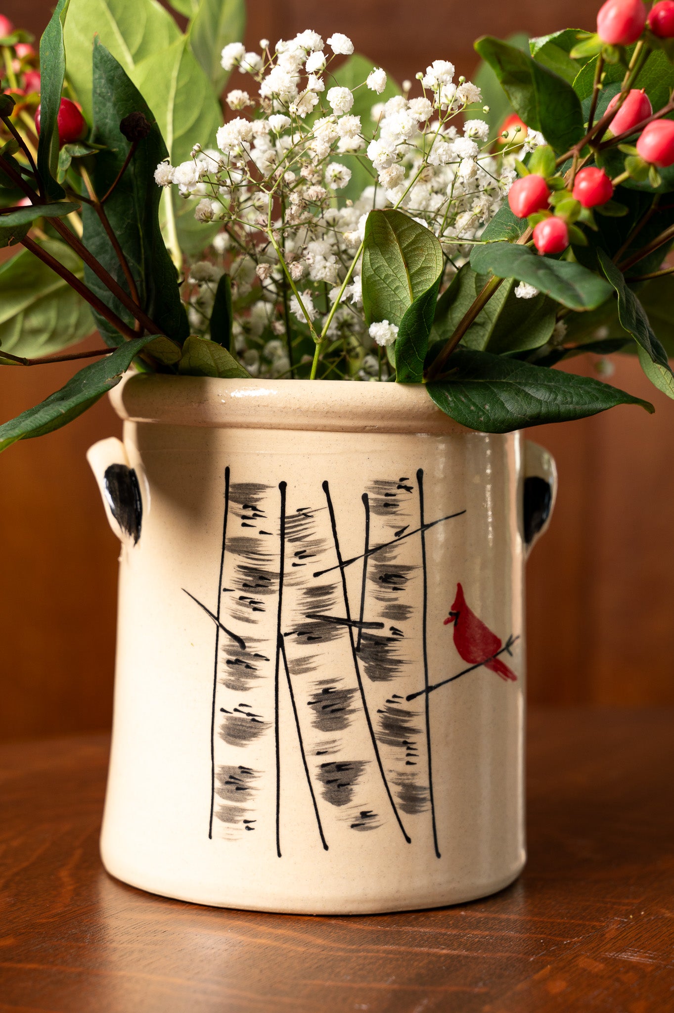 Winter Birch Handled Half-Gallon Crock