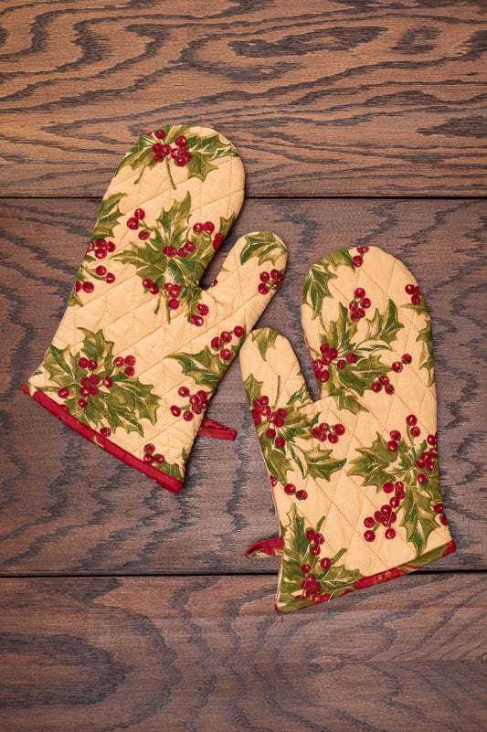 Holly Winterberry Oven Mitt, Set of 2
