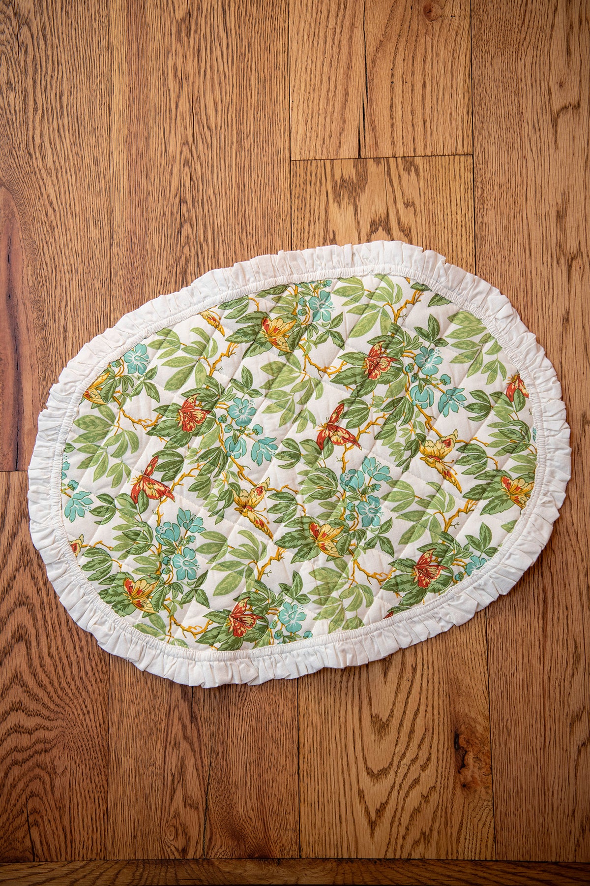 Hard Base Ruffle Mat Butterfly Garden Ruffle Placemats, Set of 2 - Modern Prairie Inc.