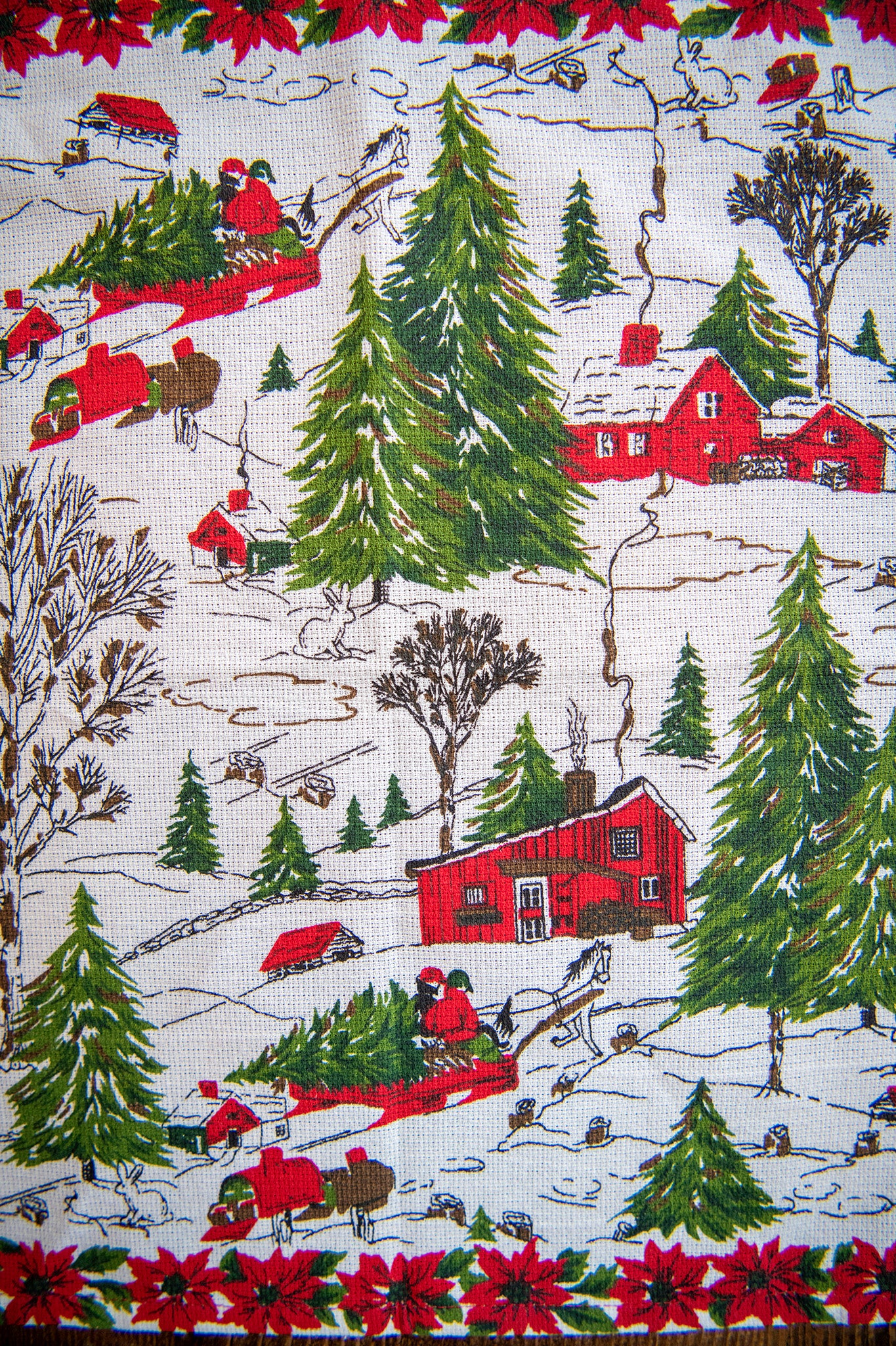 Christmas Prairie-Village Luncheon Napkins, Set of 6