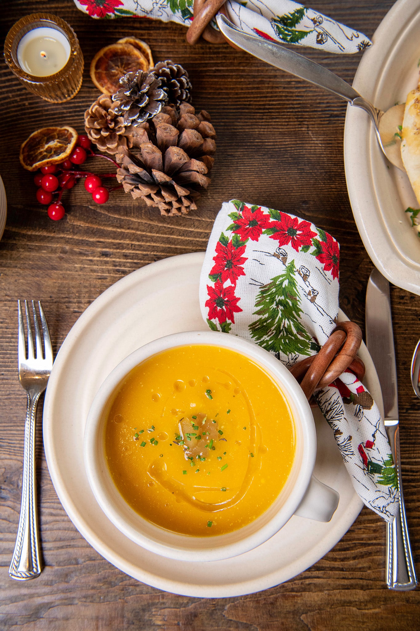 Christmas Prairie-Village Luncheon Napkins, Set of 6