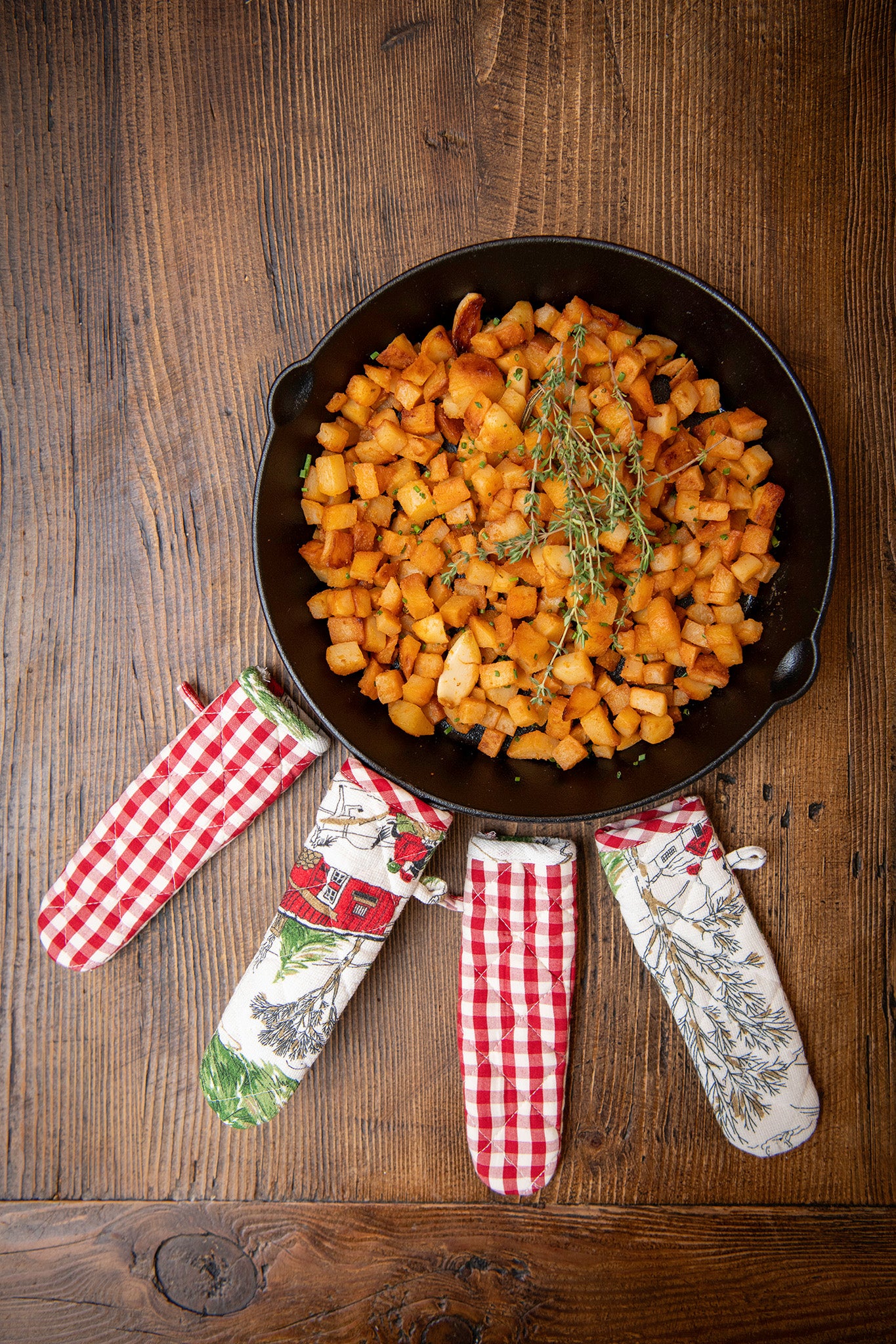 Christmas Cottage Skillet Handle, Set of 4