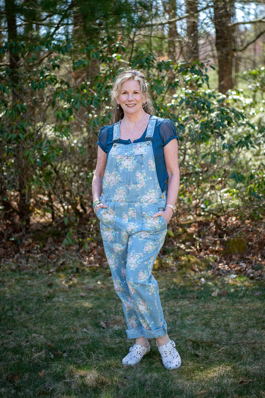 Cottage Rose Denim Overalls