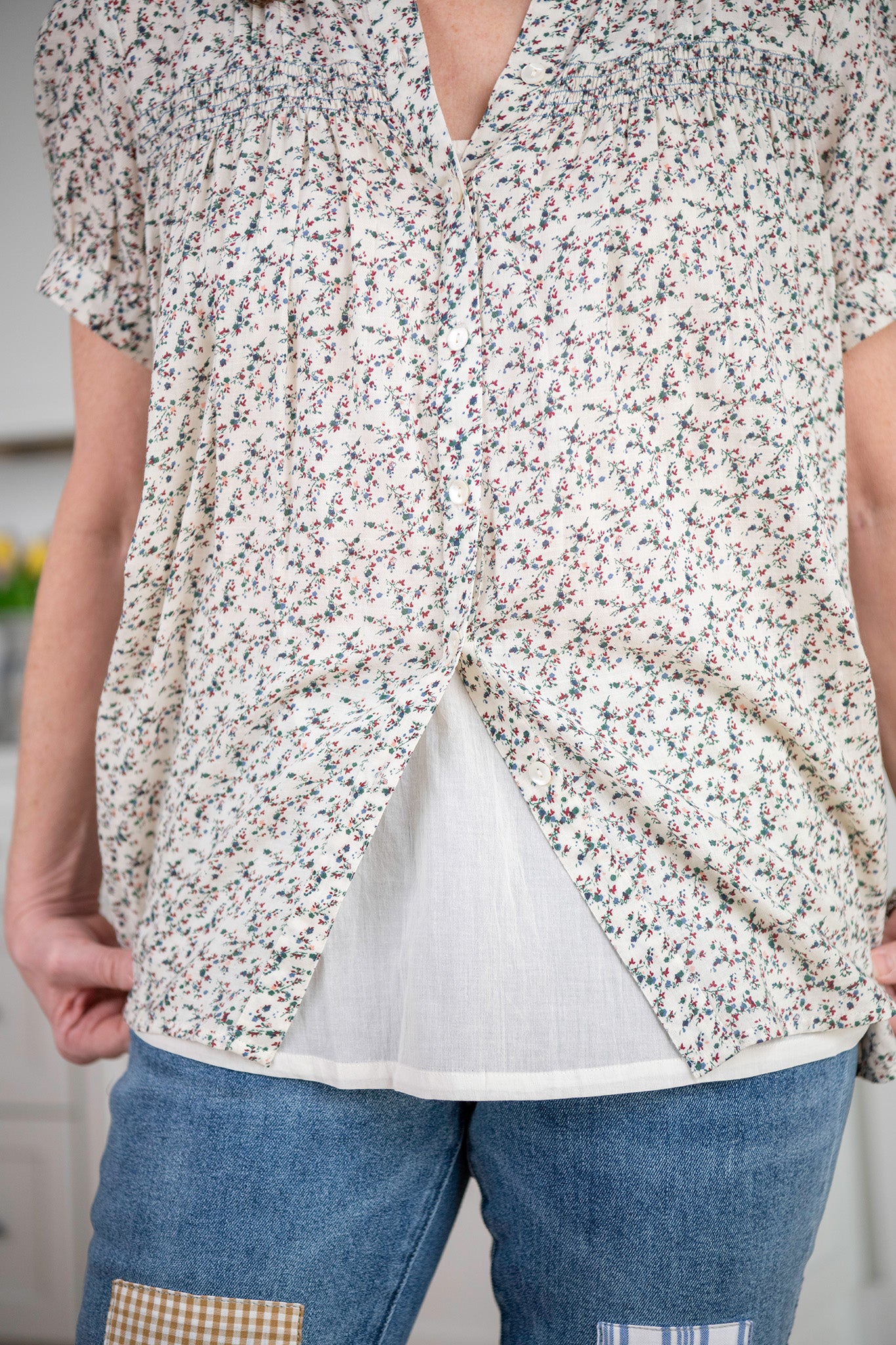 Filigree Blouse in Ecru Floral