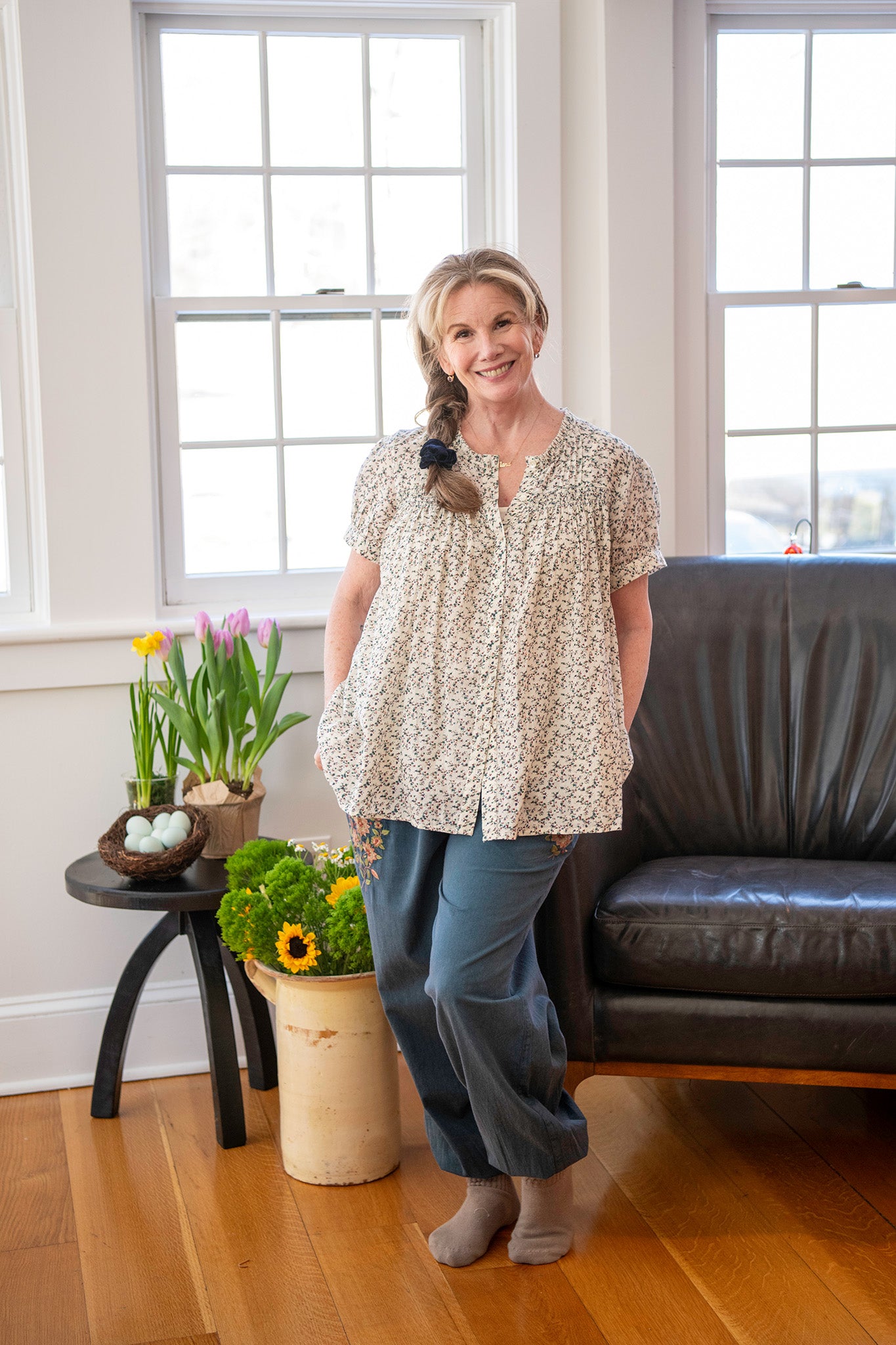 Filigree Blouse in Ecru Floral
