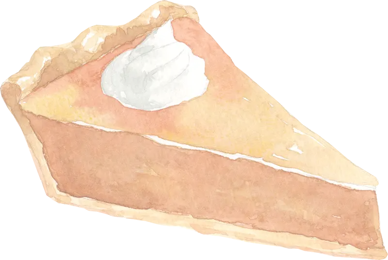Watercolor slice of pumpkin pie