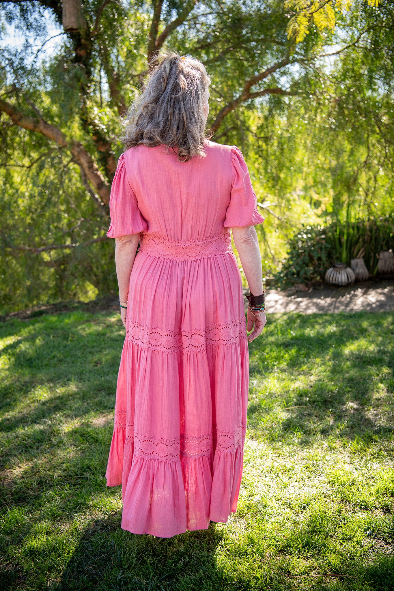 Coral floor length dress sale