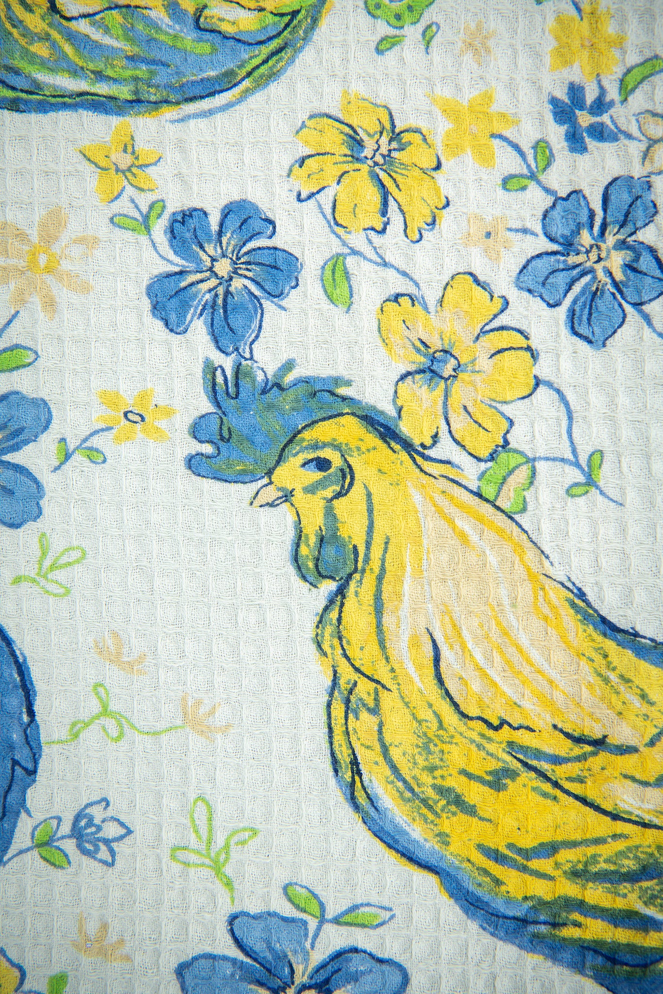 Painterly Rooster Honeycomb Tea Towels, Set of 2