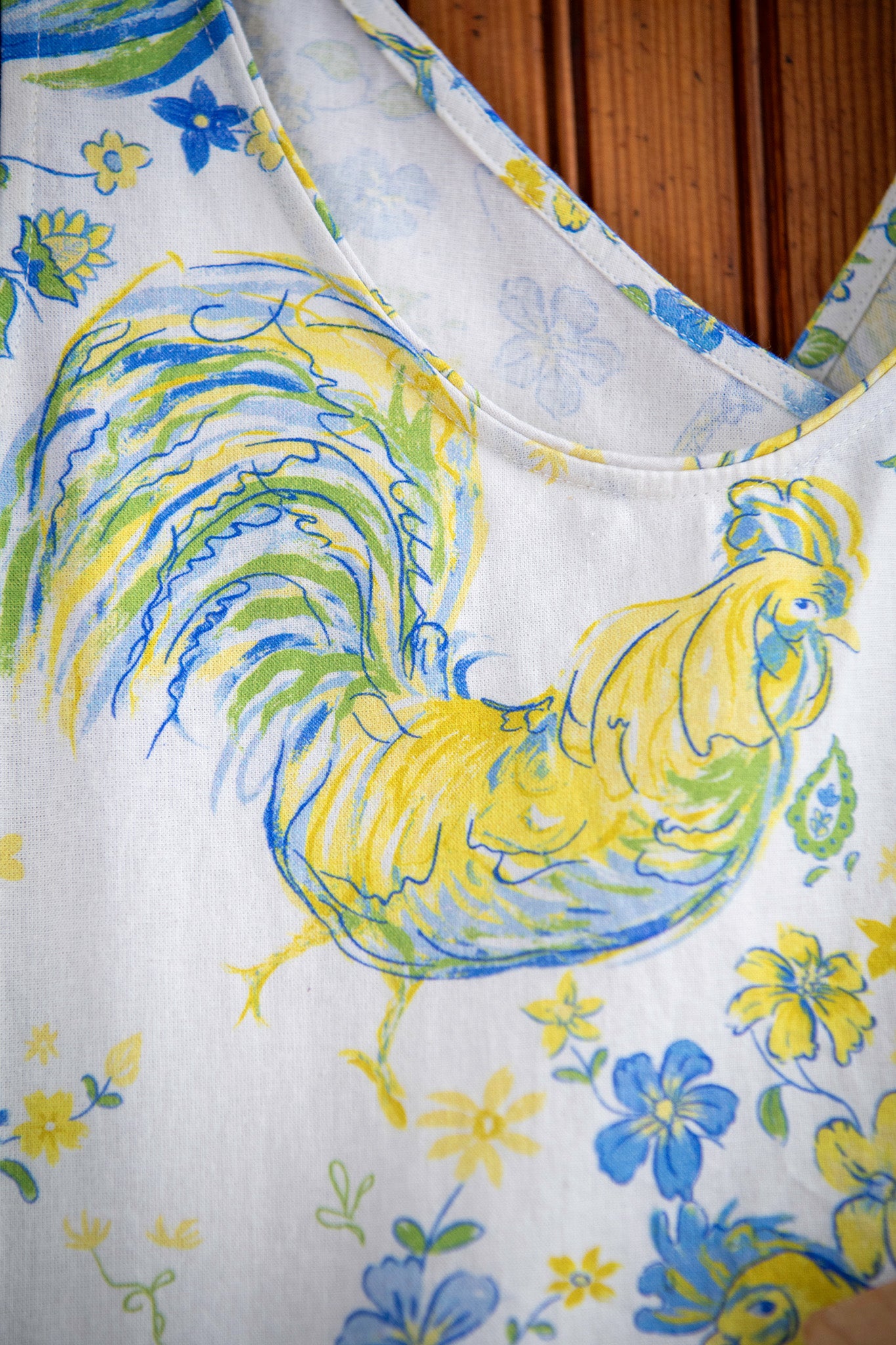 Painterly Roosters Farmhouse Apron