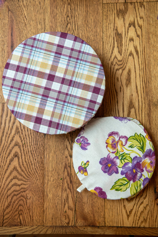 Pansies Bowl Covers, Set of 2
