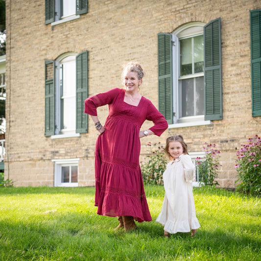 Limited-Edition '50 Years of Loving Laura' Pastime Prairie Dress in Wine
