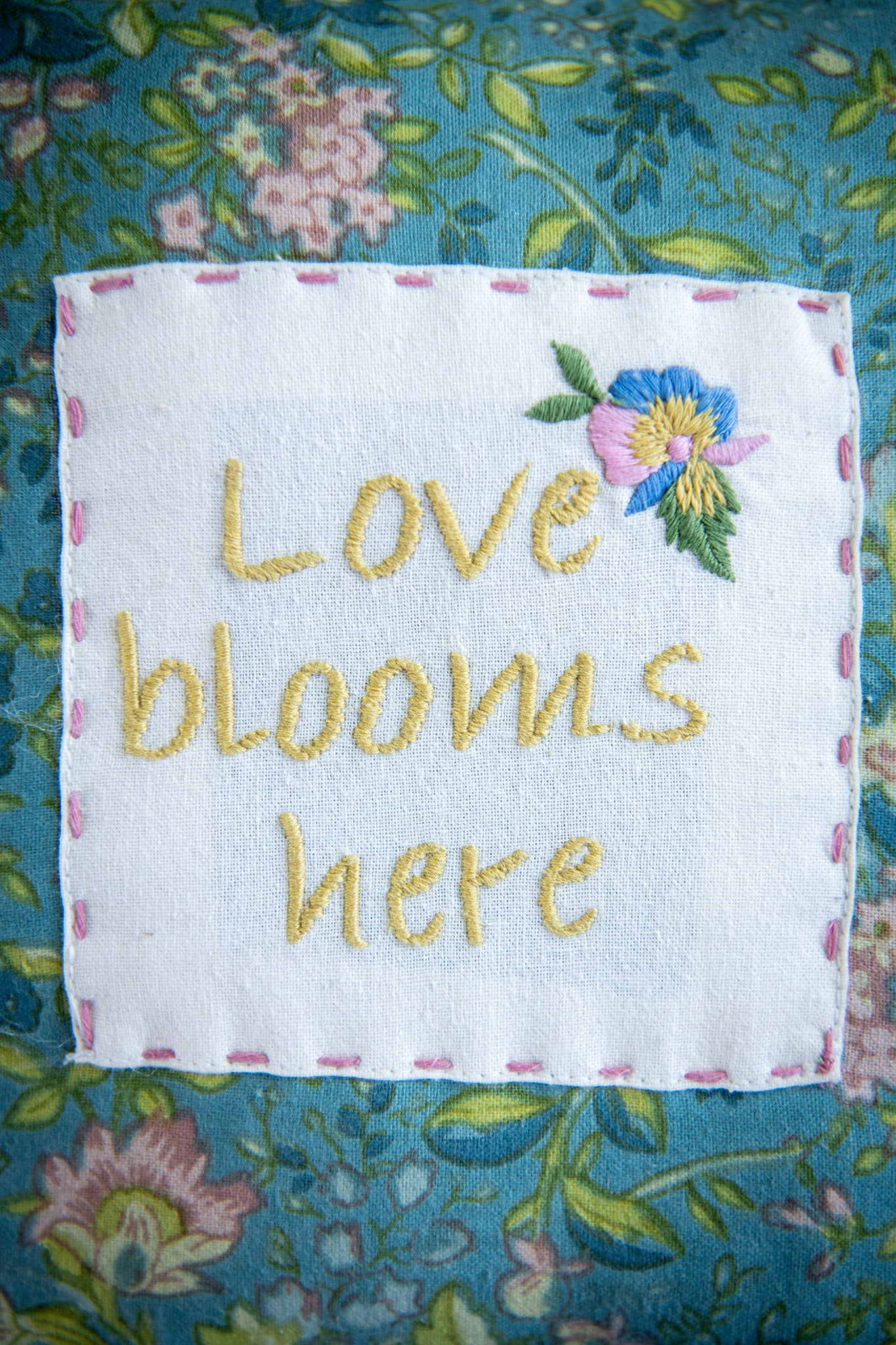 Love Blooms Here Whimsy Pillow