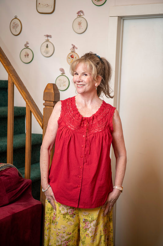 The Poet Camisole in Sunwashed Red