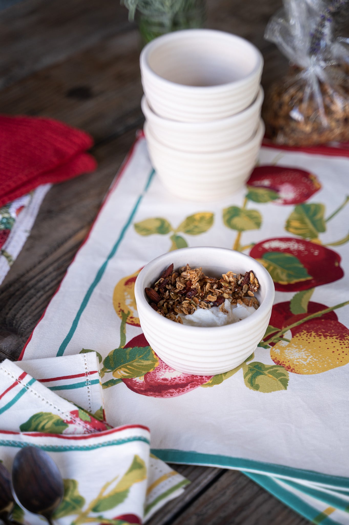 Let's Dip Again Small Ridges Bowl in Prairie Linen