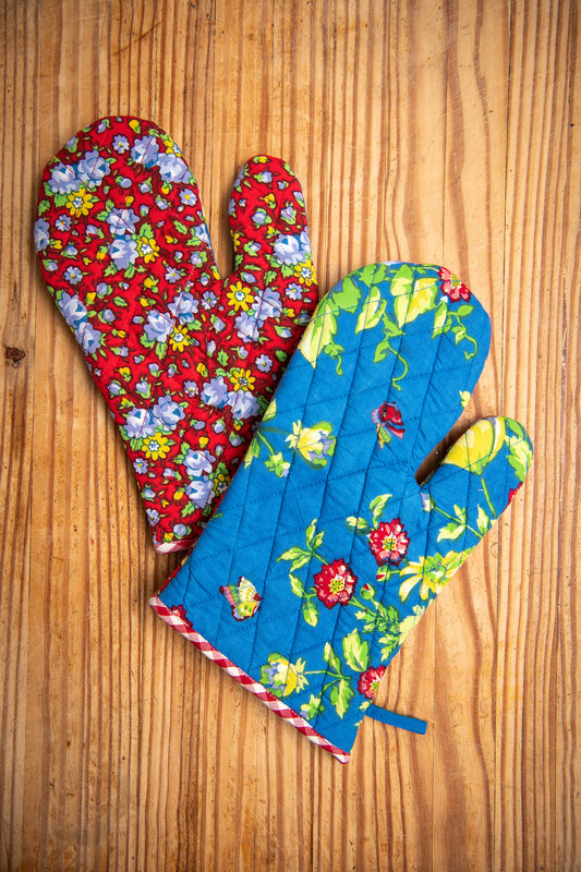 Primary Patchwork Oven Mitts, Set of 2