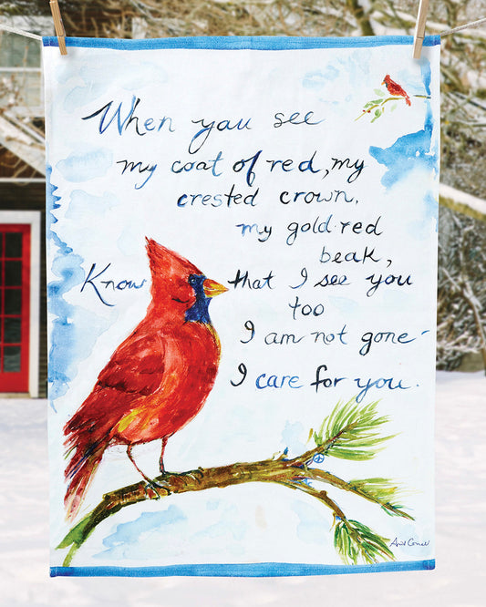 Red Cardinal Poem Tea Towel