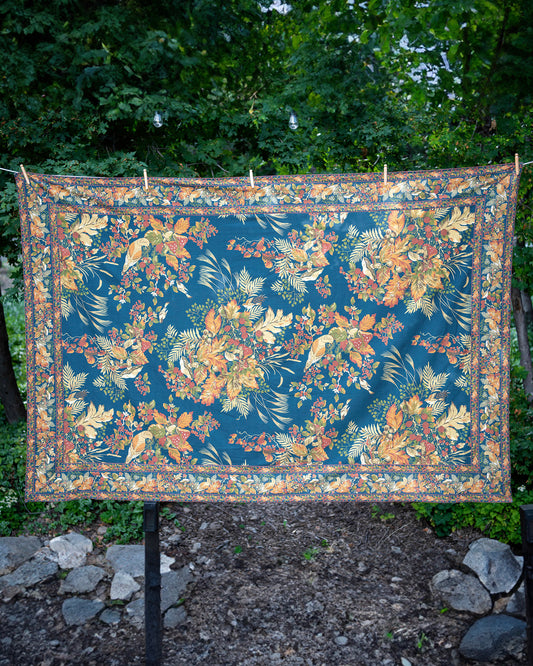Harvest Floral Tablecloth in Navy, 60x90