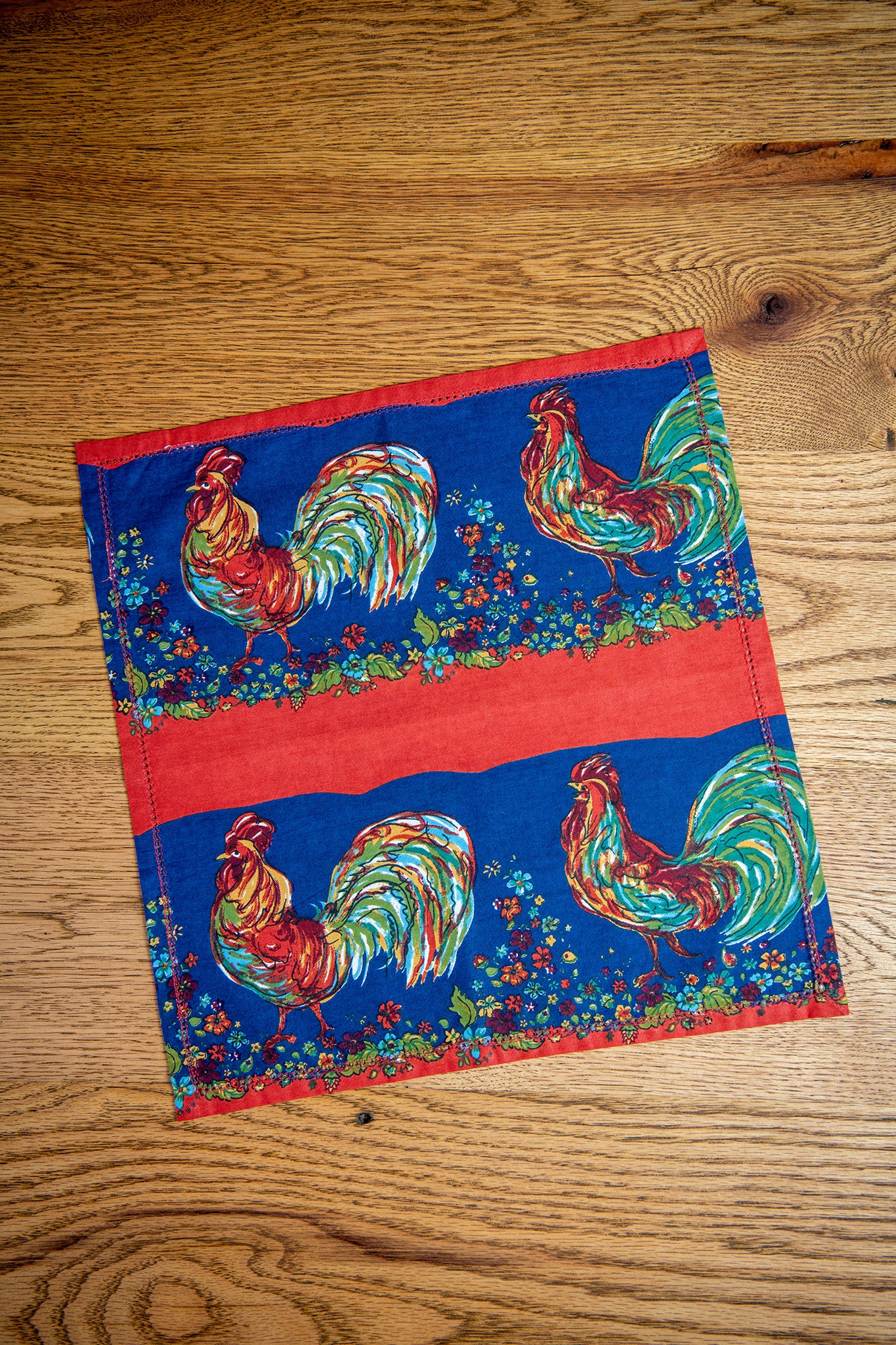 Blue Rooster Luncheon Napkins, Set of 4