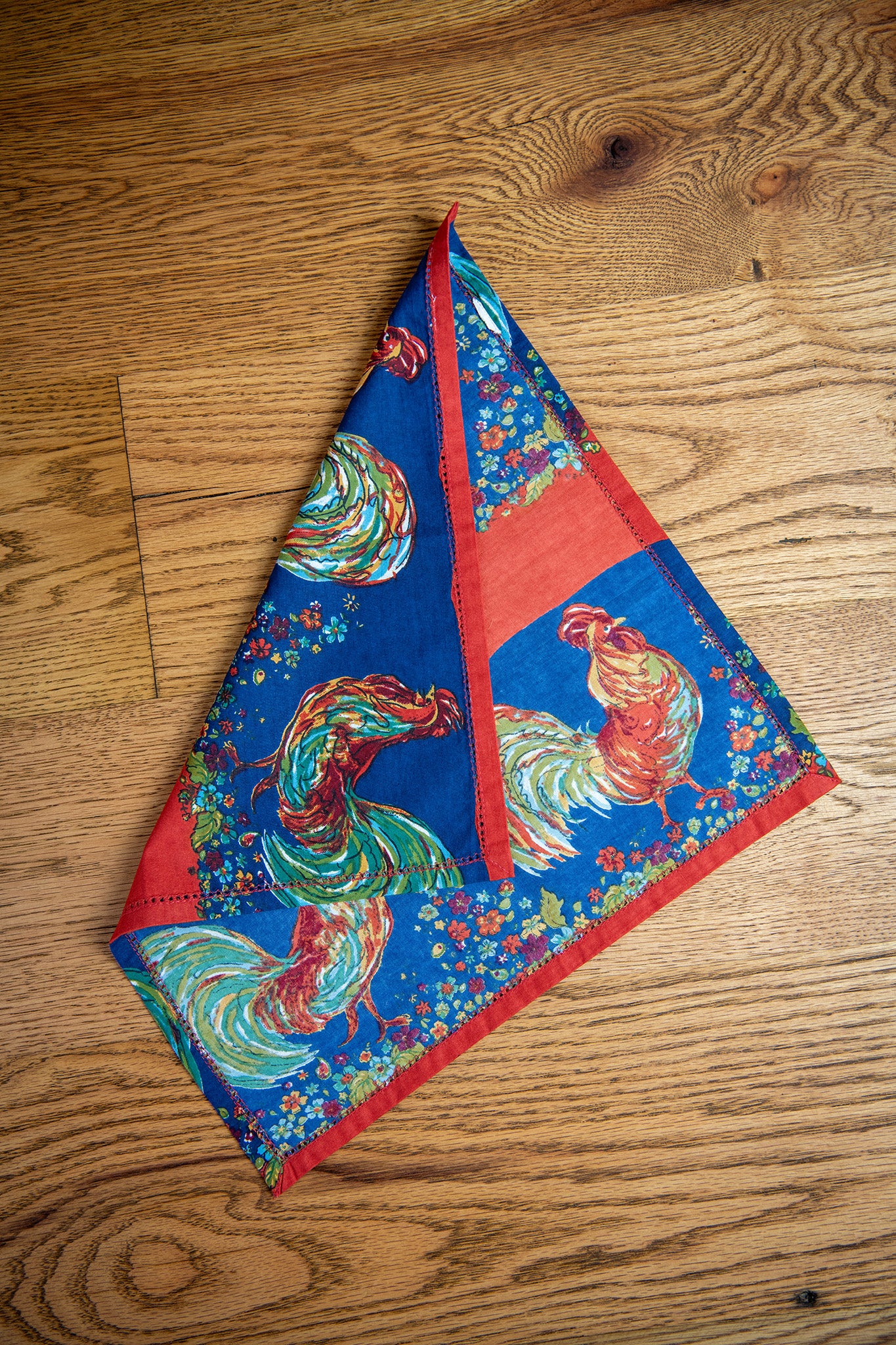Blue Rooster Luncheon Napkins, Set of 4