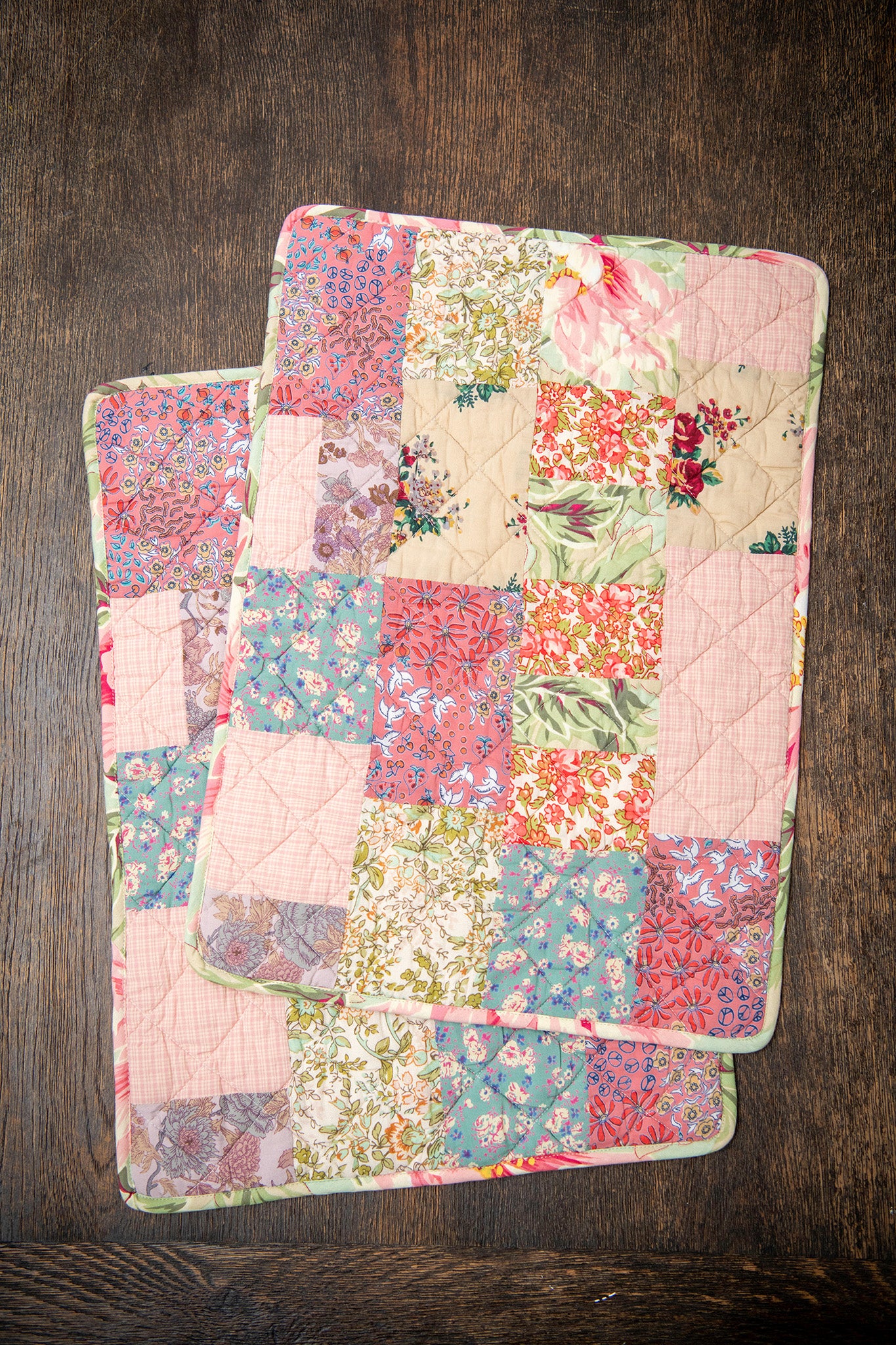 Rose Patchwork Placemats, Set of 2 Modern Prairie