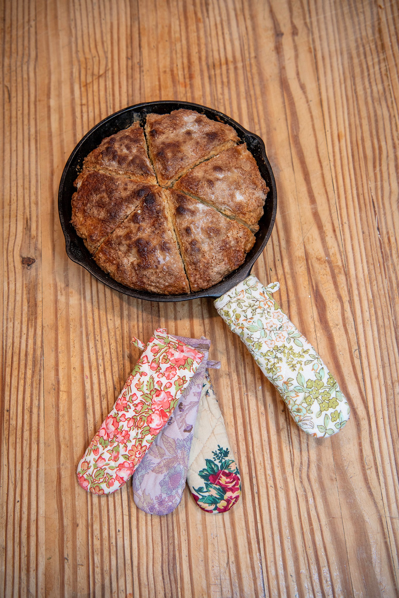 Rose Patchwork Skillet Handle Covers, Set of 4