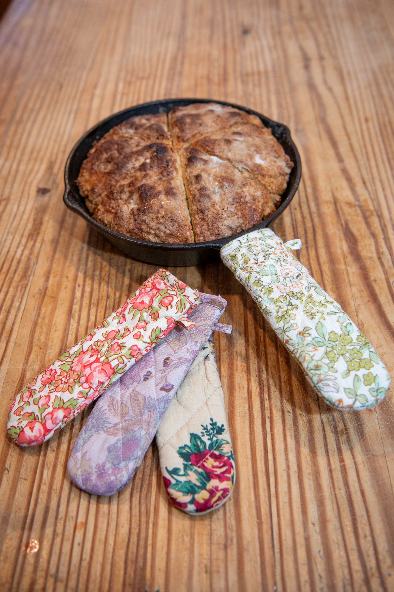 Rose Patchwork Skillet Handle Covers, Set of 4