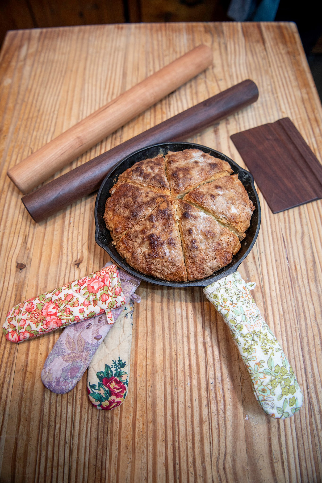 Rose Patchwork Skillet Handle Covers, Set of 4