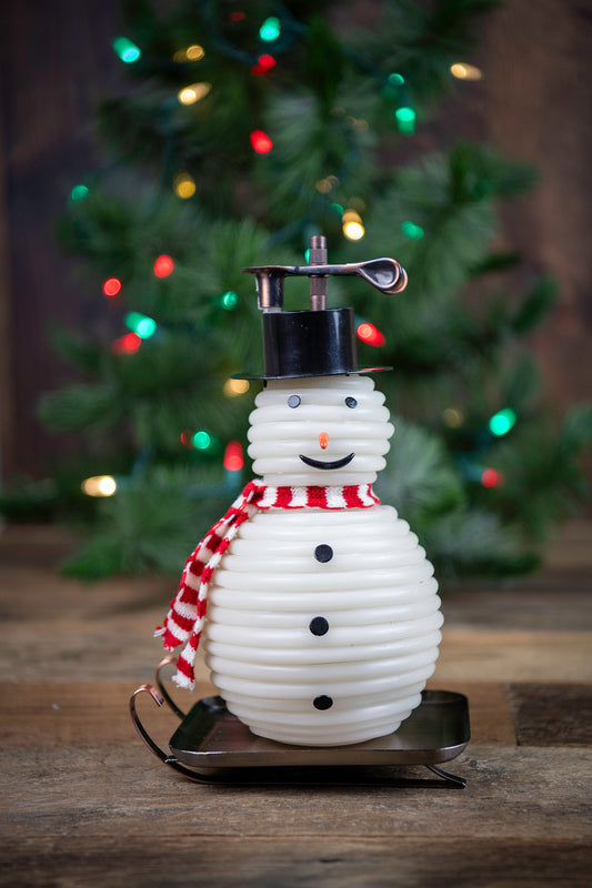 Sledding Snowman 100-Hour Candle with Copper Base