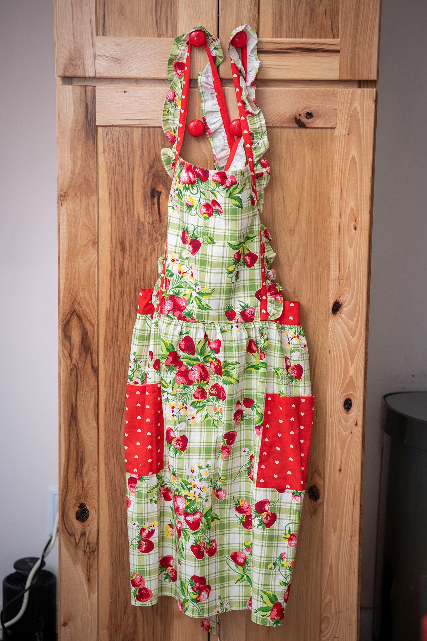Strawberry Gingham Ruffle Apron