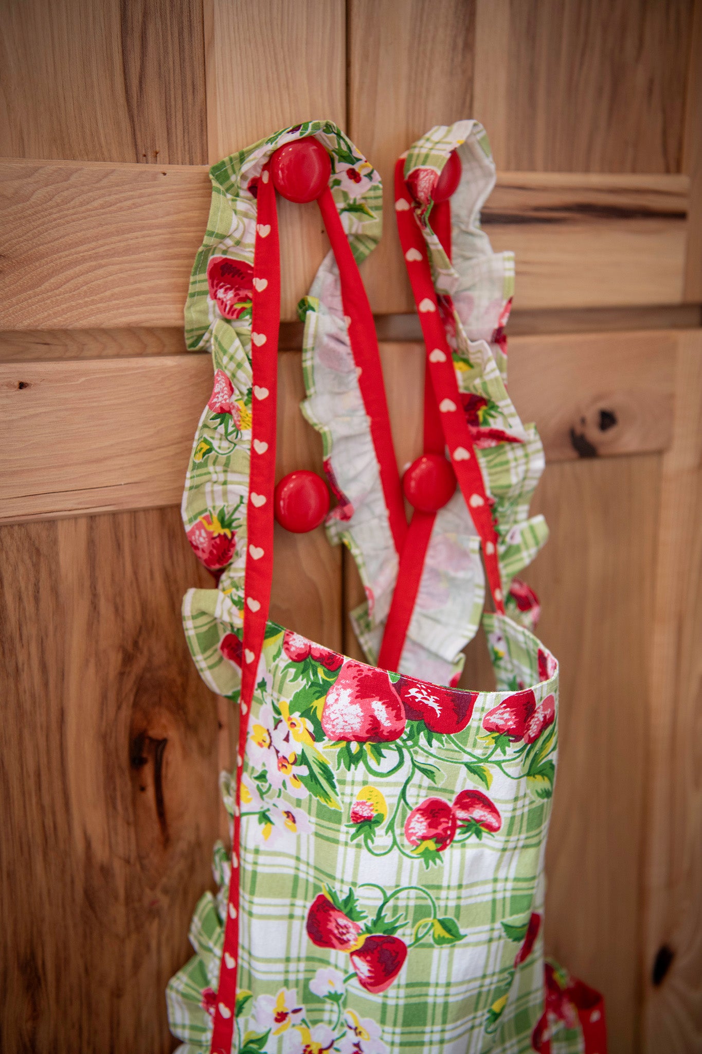 Strawberry Gingham Ruffle Apron