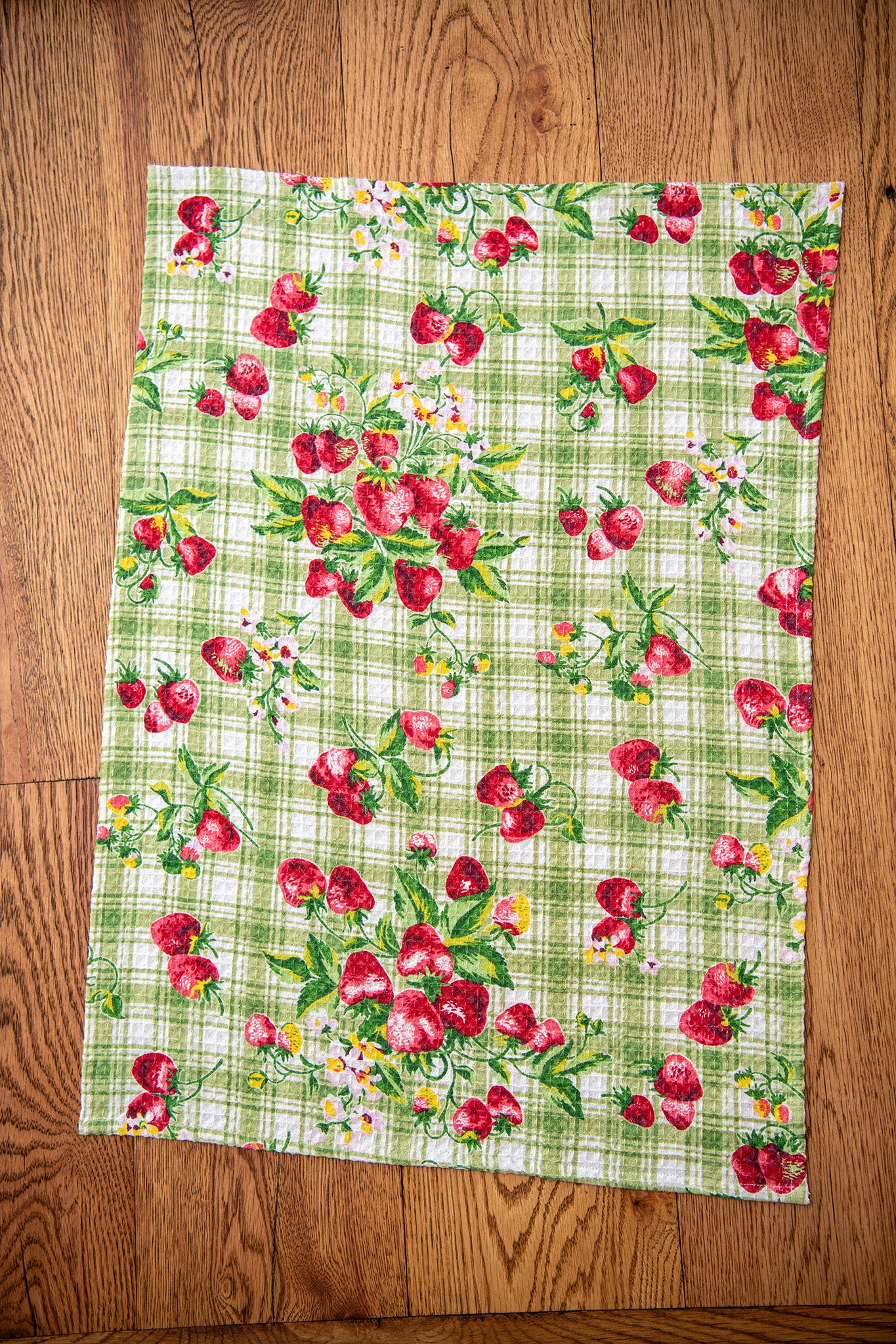 Strawberry Gingham Tea Towels, Set of 2