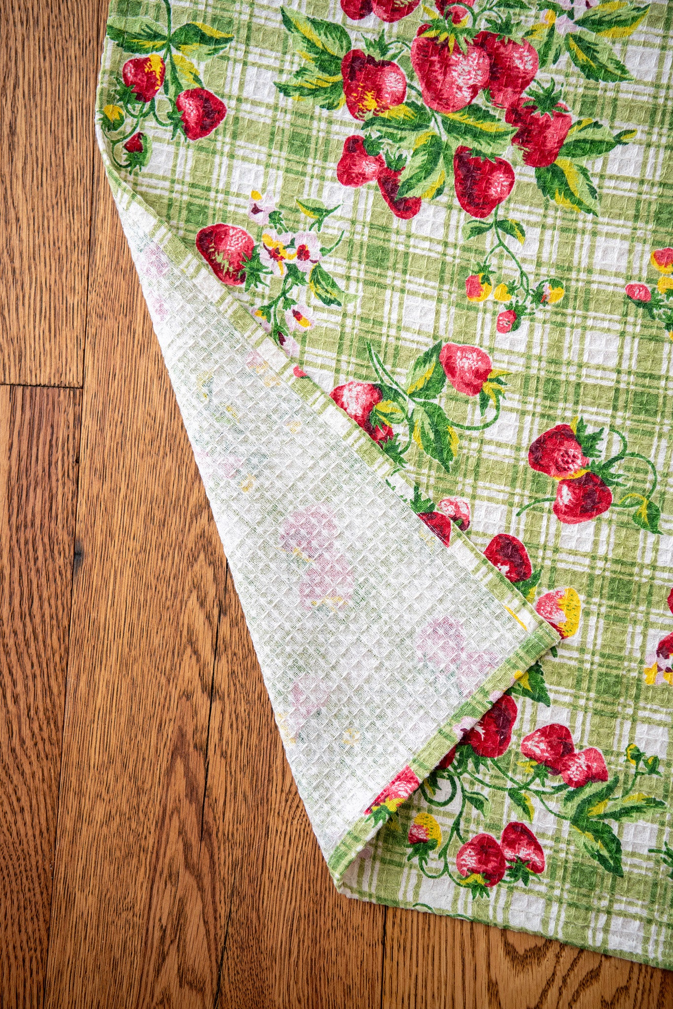 Strawberry Gingham Tea Towels, Set of 2