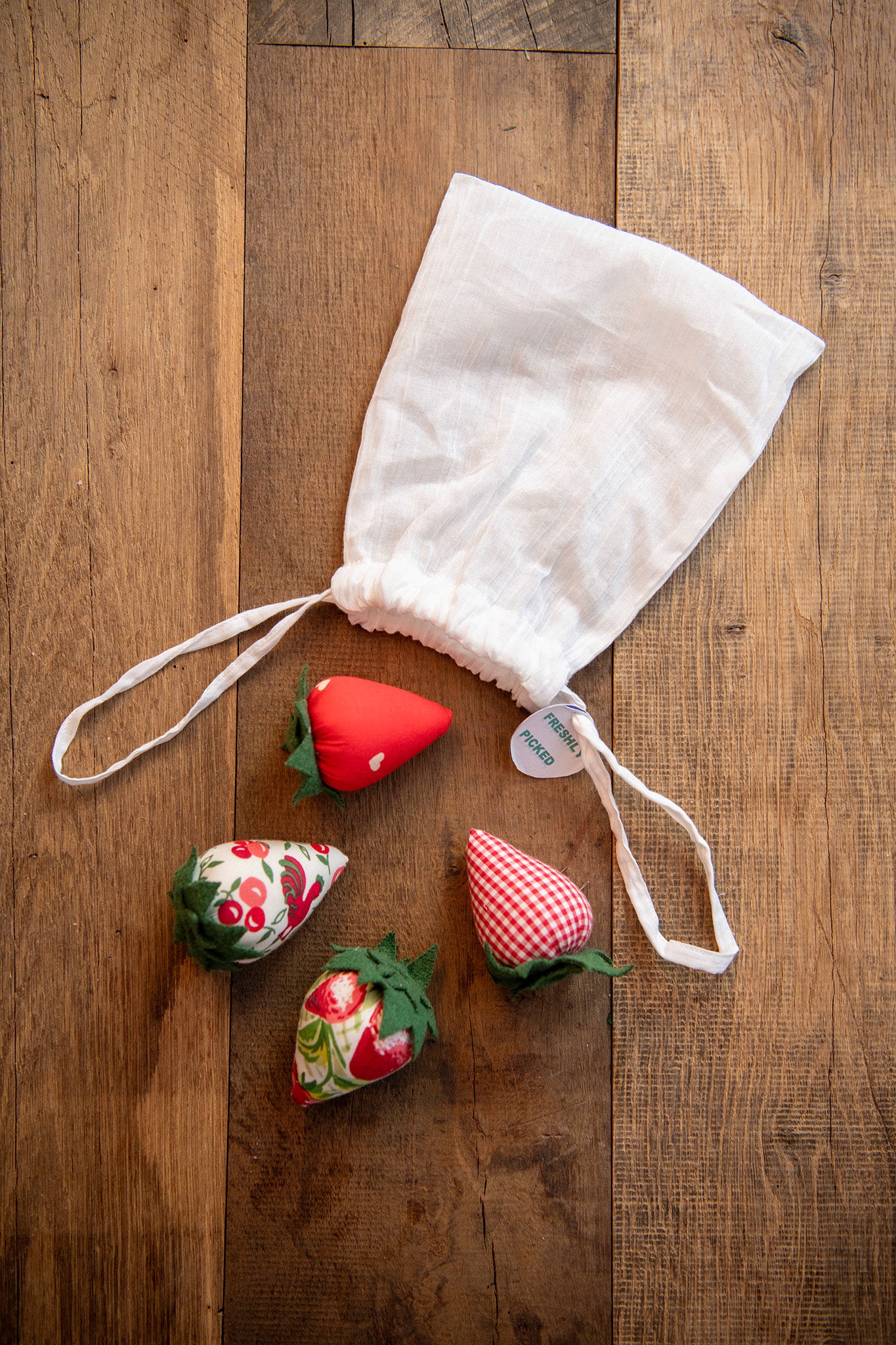 Strawberry Patchwork Pincushions, Set of 4
