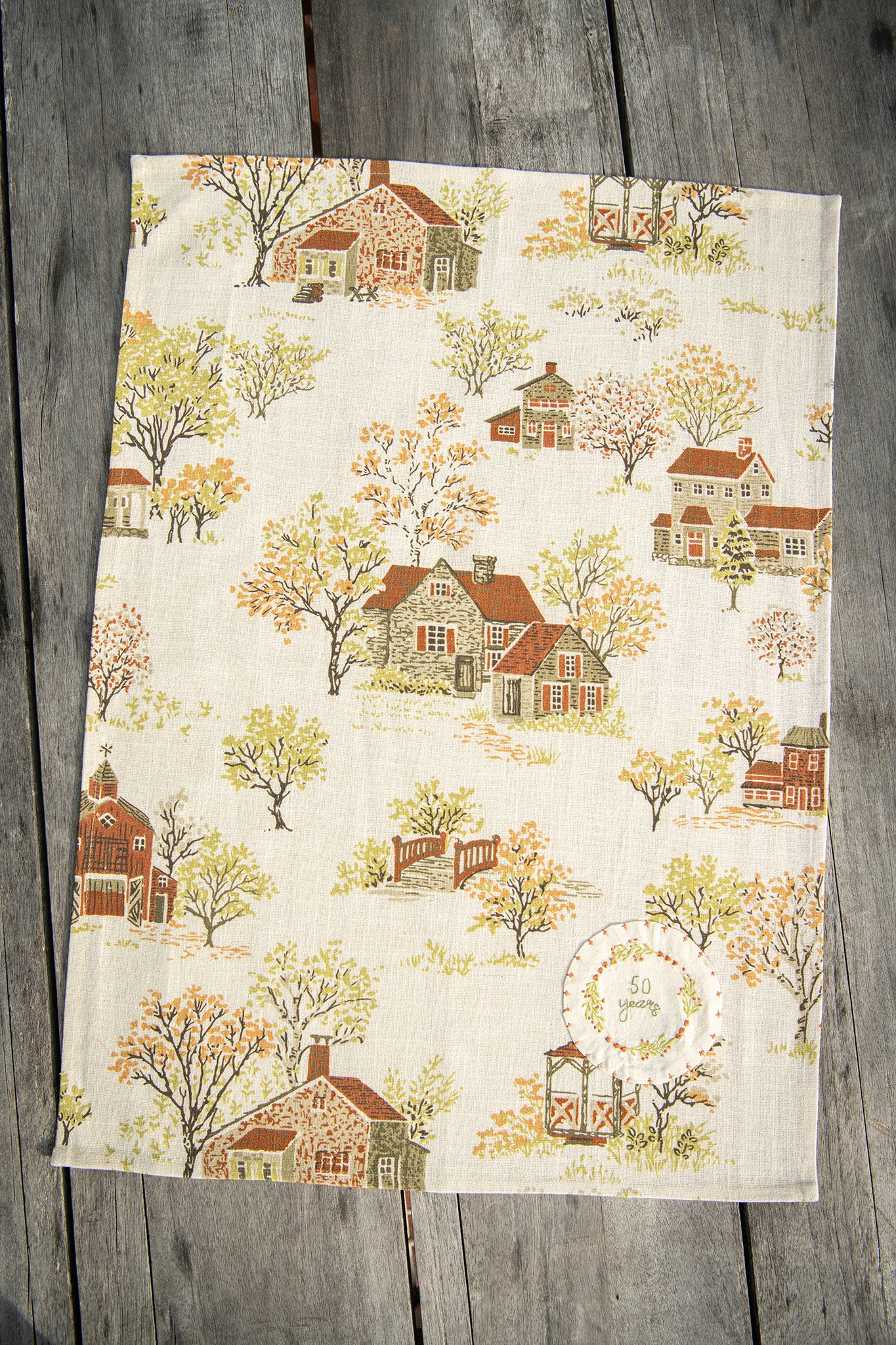 Limited-Edition '50 Years on the Prairie' Tea Towel in Natural