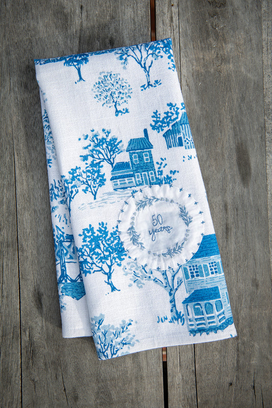 Limited-Edition, '50 Years on the Prairie' Tea Towel in Blue