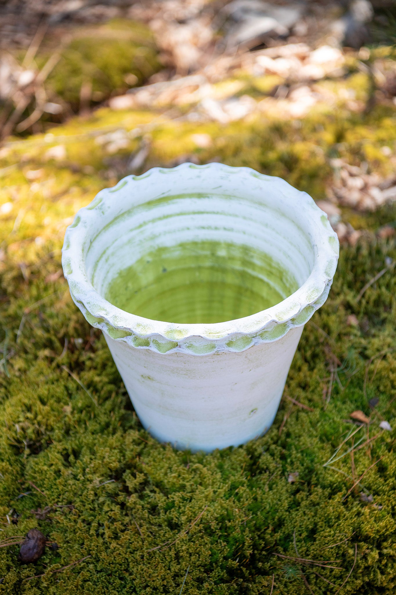 Galena Garden Pot in Verde White — Large
