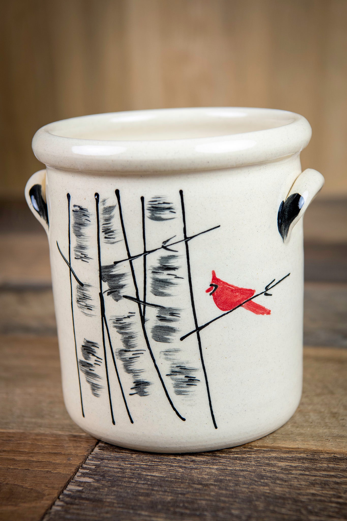 Winter Birch Handled Half-Gallon Crock