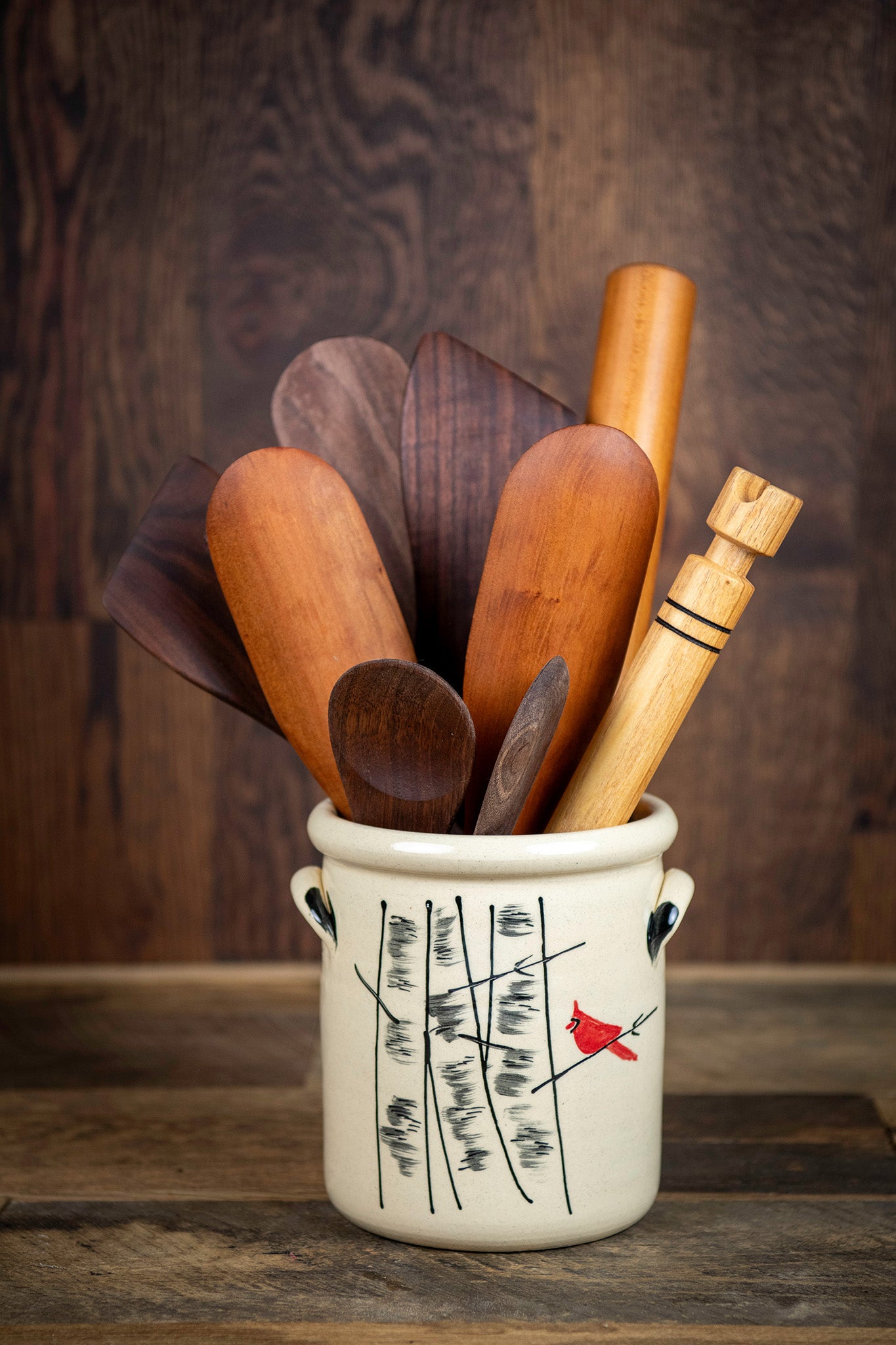 Winter Birch Handled Half-Gallon Crock